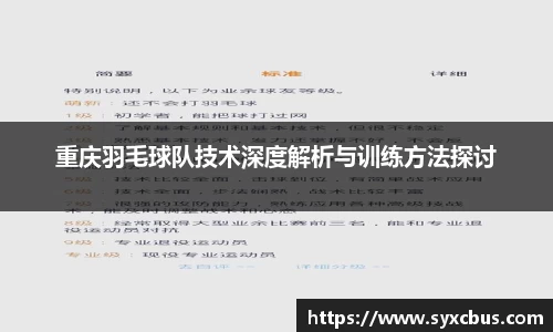 重庆羽毛球队技术深度解析与训练方法探讨
