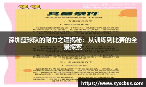 深圳篮球队的耐力之道揭秘：从训练到比赛的全景探索