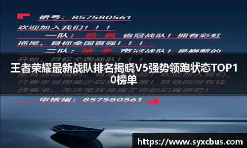 王者荣耀最新战队排名揭晓V5强势领跑状态TOP10榜单