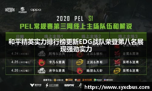 和平精英实力排行榜更新EDG战队荣登第八名展现强劲实力